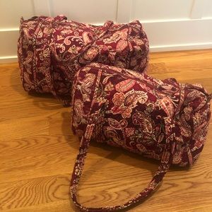 Vera Bradley large and small maroon paisley duffel